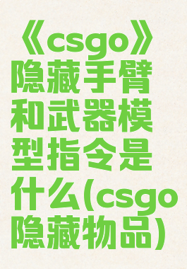 《csgo》隐藏手臂和武器模型指令是什么(csgo隐藏物品)
