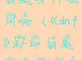 《dnf》封印钥匙有什么用啊(《dnf》封印钥匙有什么用啊知乎)