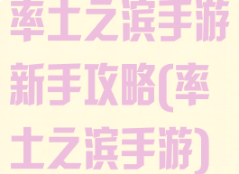 率土之滨手游新手攻略(率土之滨手游)