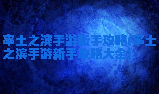 率土之滨手游新手攻略(率土之滨手游新手攻略大全)