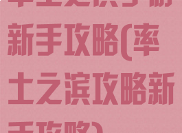 率土之滨手游新手攻略(率土之滨攻略新手攻略)