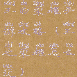 王的荣耀手游攻略(王之荣耀怎么玩)