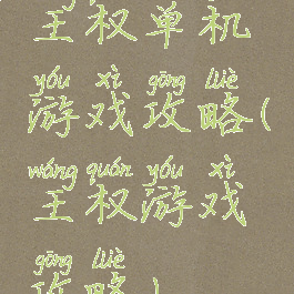 王权单机游戏攻略(王权游戏攻略)
