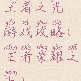 王者之光游戏攻略(王者荣耀之光)