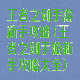 王者之剑手游新手攻略(王者之剑手游新手攻略大全)