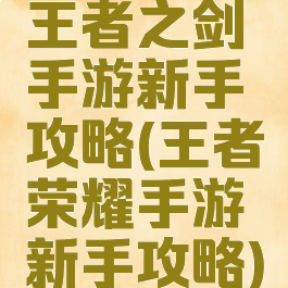 王者之剑手游新手攻略(王者荣耀手游新手攻略)