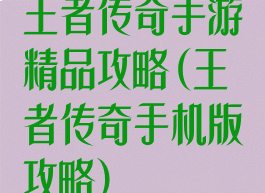 王者传奇手游精品攻略(王者传奇手机版攻略)