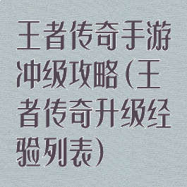 王者传奇手游冲级攻略(王者传奇升级经验列表)