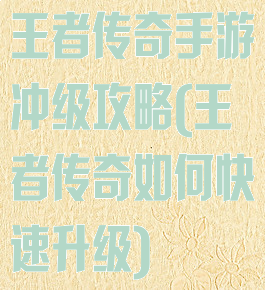 王者传奇手游冲级攻略(王者传奇如何快速升级)