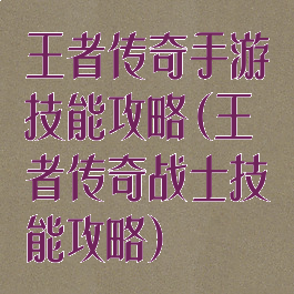 王者传奇手游技能攻略(王者传奇战士技能攻略)
