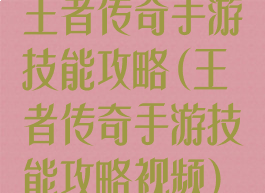王者传奇手游技能攻略(王者传奇手游技能攻略视频)