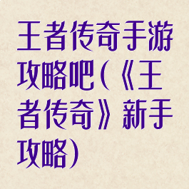 王者传奇手游攻略吧(《王者传奇》新手攻略)