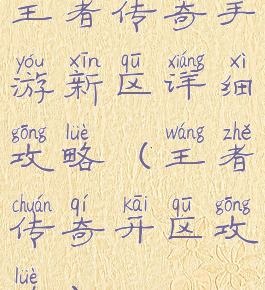 王者传奇手游新区详细攻略(王者传奇开区攻略)