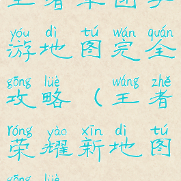 王者军团手游地图完全攻略(王者荣耀新地图攻略)