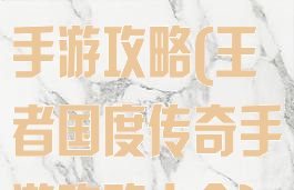 王者国度传奇手游攻略(王者国度传奇手游攻略大全)