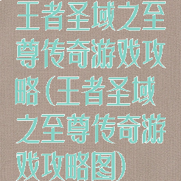 王者圣域之至尊传奇游戏攻略(王者圣域之至尊传奇游戏攻略图)