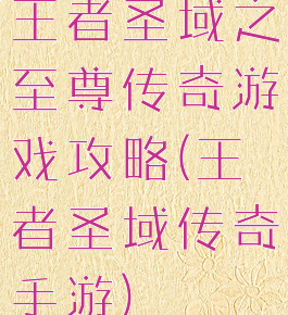 王者圣域之至尊传奇游戏攻略(王者圣域传奇手游)