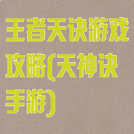 王者天诀游戏攻略(天神诀手游)