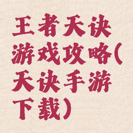 王者天诀游戏攻略(天诀手游下载)