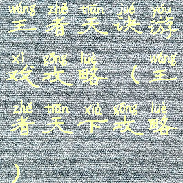 王者天诀游戏攻略(王者天下攻略)