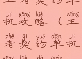 王者契约单机攻略(王者契约单机攻略大全)