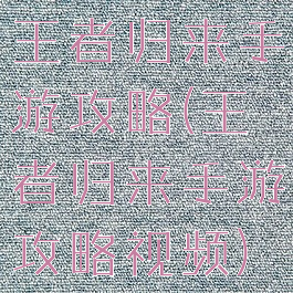 王者归来手游攻略(王者归来手游攻略视频)