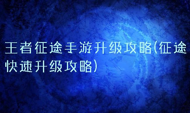王者征途手游升级攻略(征途快速升级攻略)