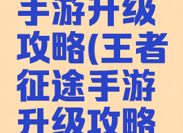 王者征途手游升级攻略(王者征途手游升级攻略最新)