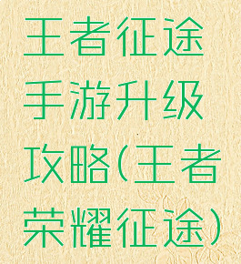 王者征途手游升级攻略(王者荣耀征途)