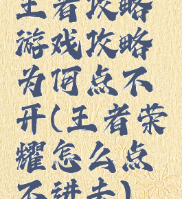 王者攻略游戏攻略为何点不开(王者荣耀怎么点不进去)