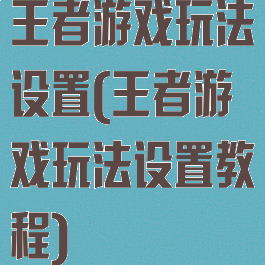 王者游戏玩法设置(王者游戏玩法设置教程)