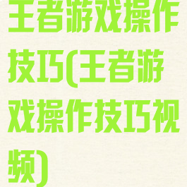 王者游戏操作技巧(王者游戏操作技巧视频)