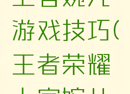 王者荣耀上官婉儿游戏技巧(王者荣耀上官婉儿技巧)