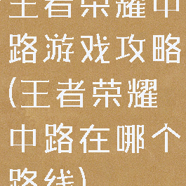 王者荣耀中路游戏攻略(王者荣耀中路在哪个路线)