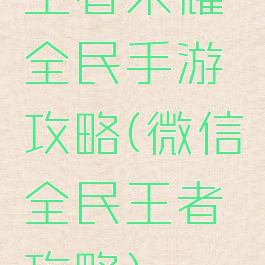 王者荣耀全民手游攻略(微信全民王者攻略)