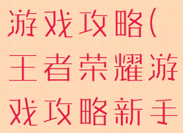 王者荣耀关游戏攻略(王者荣耀游戏攻略新手)