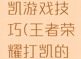 王者荣耀凯游戏技巧(王者荣耀打凯的技巧)