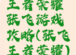 王者荣耀张飞游戏攻略(张飞王者荣耀)