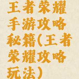 王者荣耀手游攻略秘籍(王者荣耀攻略玩法)