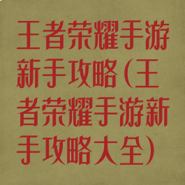 王者荣耀手游新手攻略(王者荣耀手游新手攻略大全)