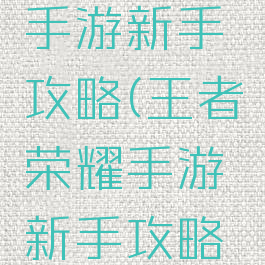 王者荣耀手游新手攻略(王者荣耀手游新手攻略技巧)