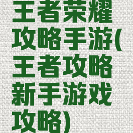 王者荣耀攻略手游(王者攻略新手游戏攻略)