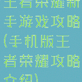 王者荣耀新手游戏攻略(手机版王者荣耀攻略介绍)