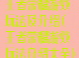 王者荣耀游戏玩法及介绍(王者荣耀游戏玩法介绍大全)