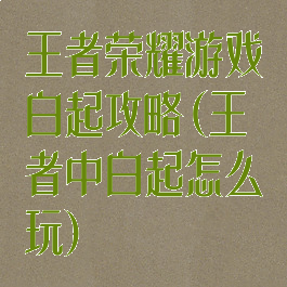 王者荣耀游戏白起攻略(王者中白起怎么玩)