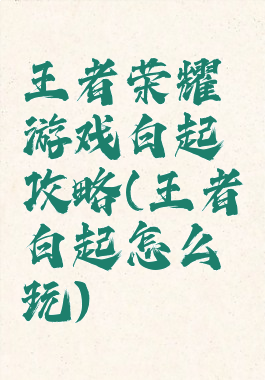 王者荣耀游戏白起攻略(王者白起怎么玩)