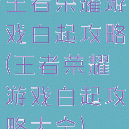 王者荣耀游戏白起攻略(王者荣耀游戏白起攻略大全)