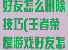 王者荣耀游戏好友怎么删除技巧(王者荣耀游戏好友怎样删除)