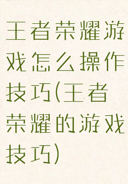 王者荣耀游戏怎么操作技巧(王者荣耀的游戏技巧)