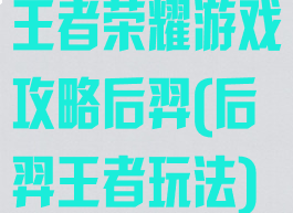 王者荣耀游戏攻略后羿(后羿王者玩法)